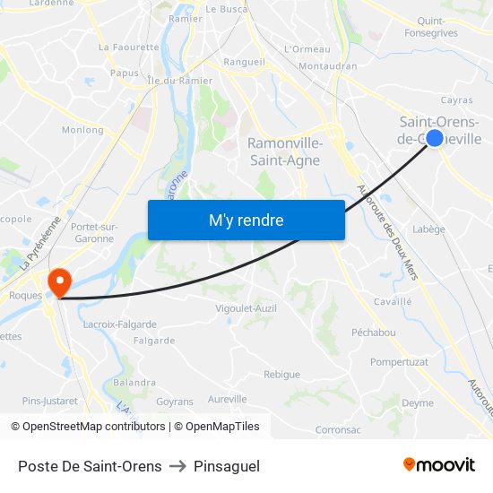 Poste De Saint-Orens to Pinsaguel map