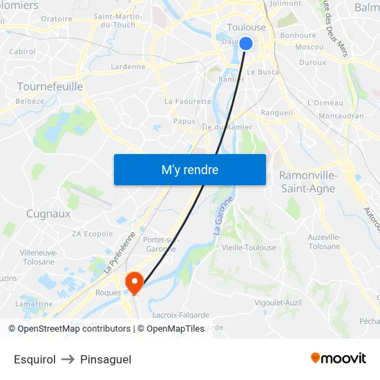 Esquirol to Pinsaguel map