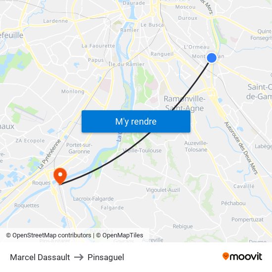 Marcel Dassault to Pinsaguel map