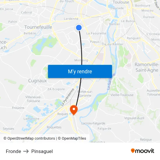 Fronde to Pinsaguel map