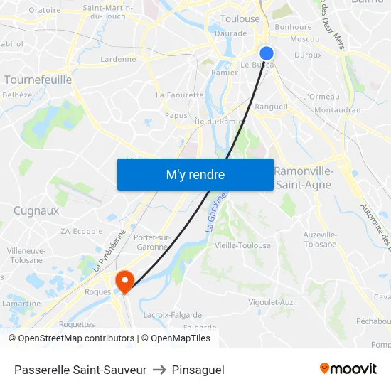 Passerelle Saint-Sauveur to Pinsaguel map