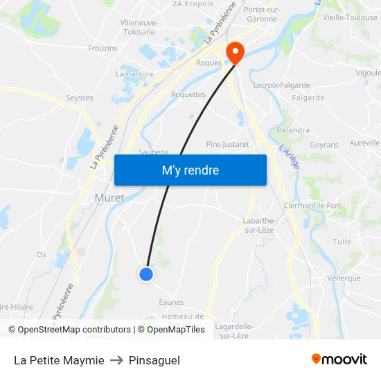 La Petite Maymie to Pinsaguel map