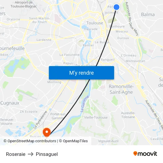 Roseraie to Pinsaguel map
