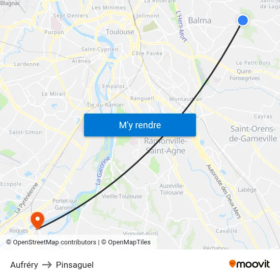 Aufréry to Pinsaguel map