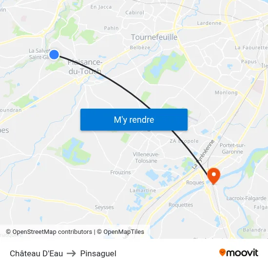 Château D'Eau to Pinsaguel map