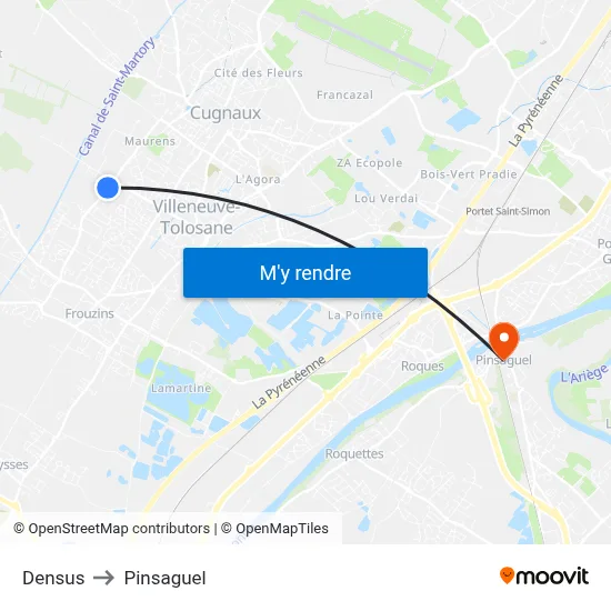 Densus to Pinsaguel map