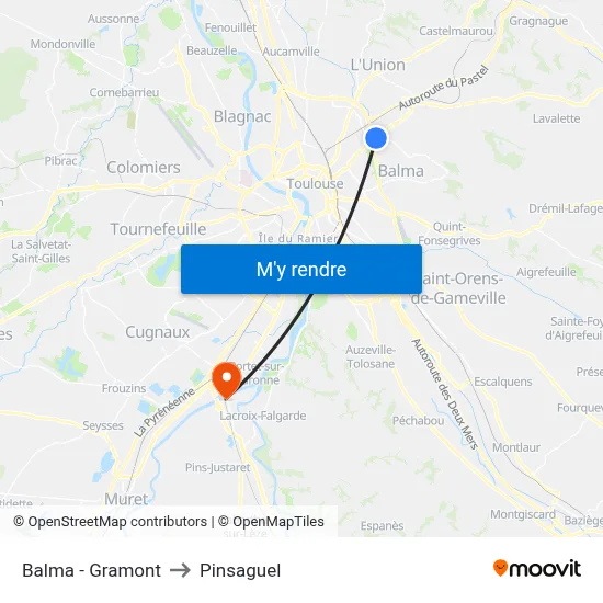 Balma - Gramont to Pinsaguel map
