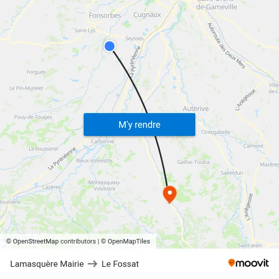 Lamasquère Mairie to Le Fossat map