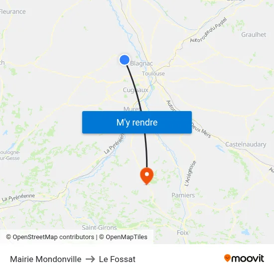 Mairie Mondonville to Le Fossat map