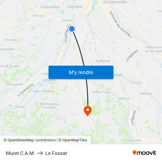 Muret C.A.M. to Le Fossat map