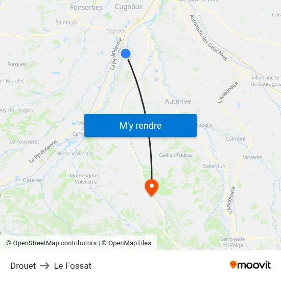 Drouet to Le Fossat map