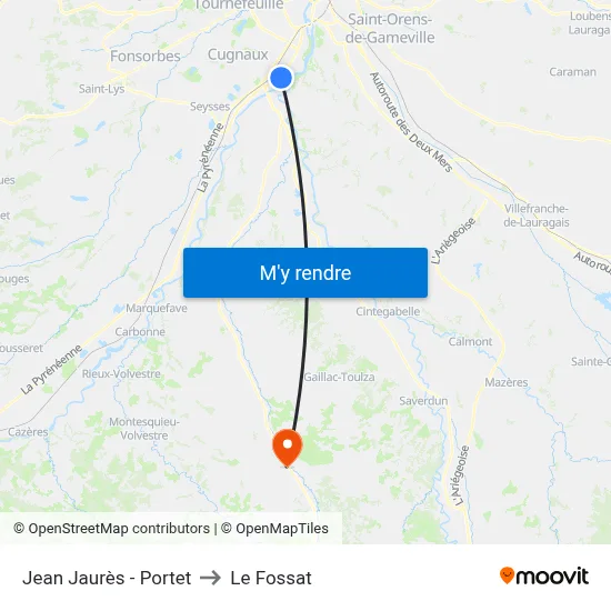 Jean Jaurès - Portet to Le Fossat map