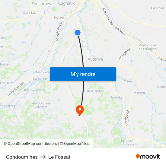 Condoumines to Le Fossat map