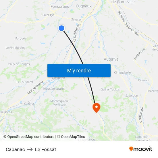 Cabanac to Le Fossat map