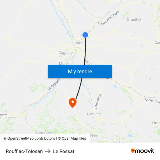 Rouffiac-Tolosan to Le Fossat map