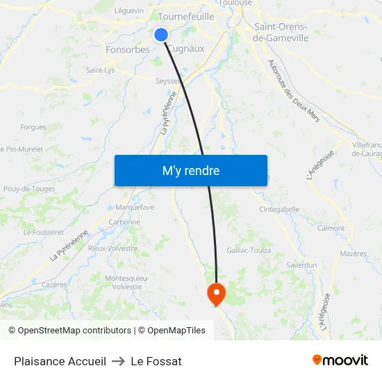 Plaisance Accueil to Le Fossat map