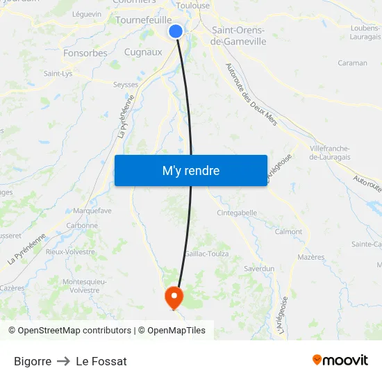 Bigorre to Le Fossat map