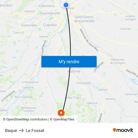 Baqué to Le Fossat map