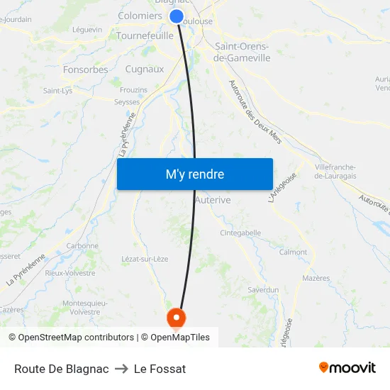 Route De Blagnac to Le Fossat map