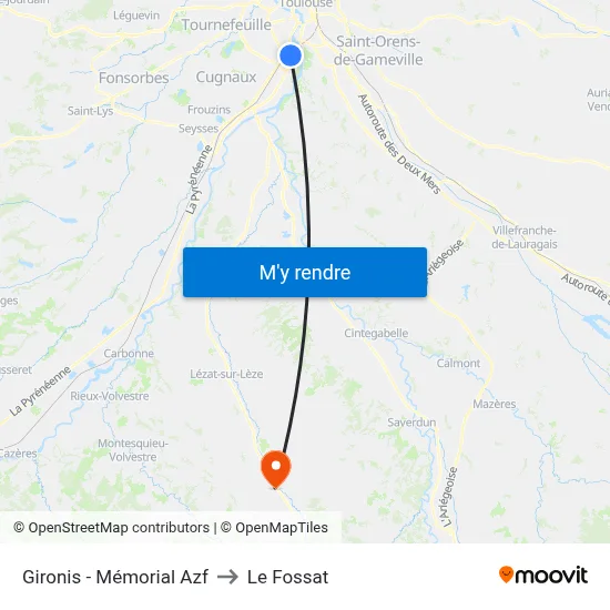 Gironis - Mémorial Azf to Le Fossat map