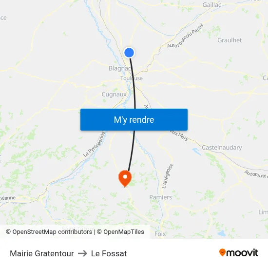 Mairie Gratentour to Le Fossat map