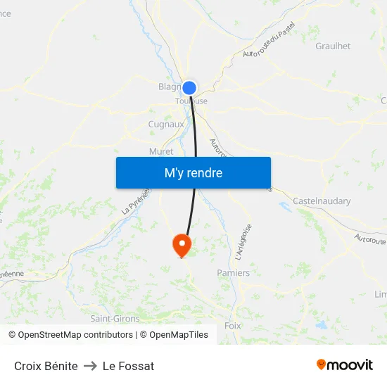 Croix Bénite to Le Fossat map