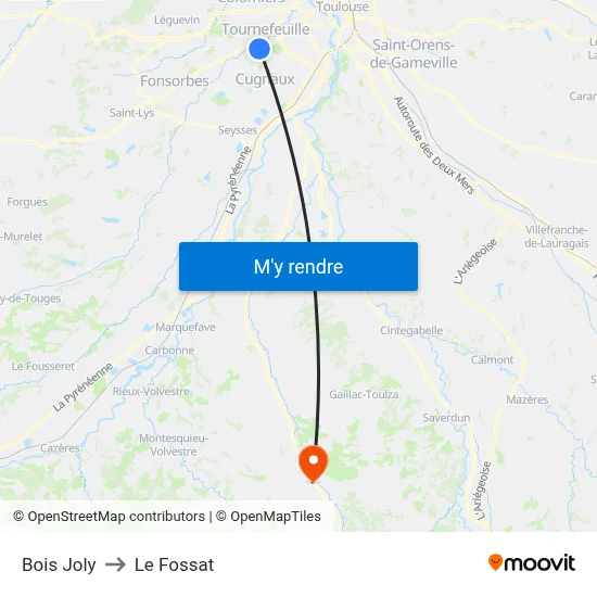 Bois Joly to Le Fossat map