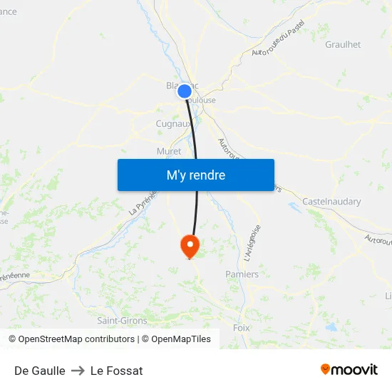 De Gaulle to Le Fossat map