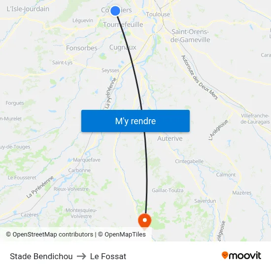 Stade Bendichou to Le Fossat map