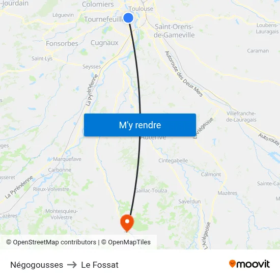 Négogousses to Le Fossat map