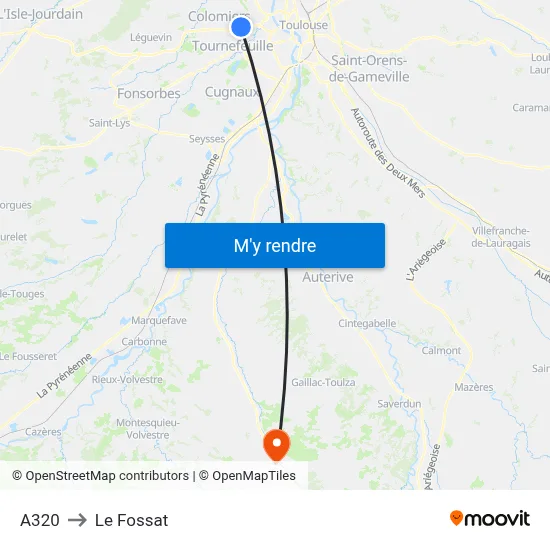 A320 to Le Fossat map