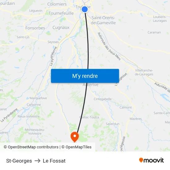 St-Georges to Le Fossat map