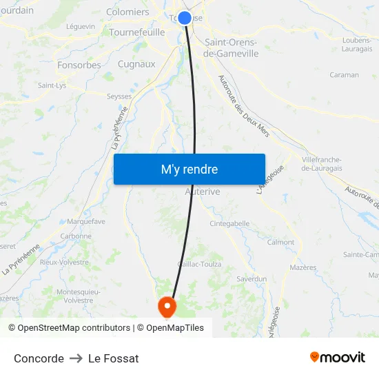 Concorde to Le Fossat map