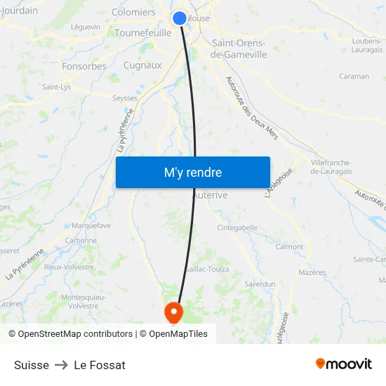 Suisse to Le Fossat map