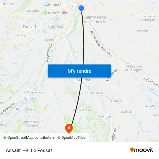 Assalit to Le Fossat map