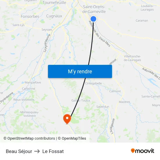 Beau Séjour to Le Fossat map
