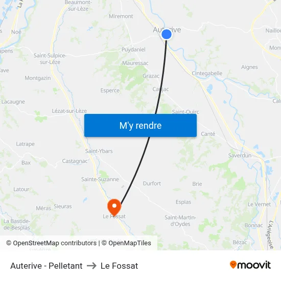 Auterive - Pelletant to Le Fossat map