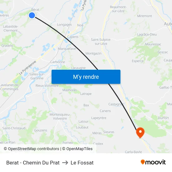 Berat - Chemin Du Prat to Le Fossat map