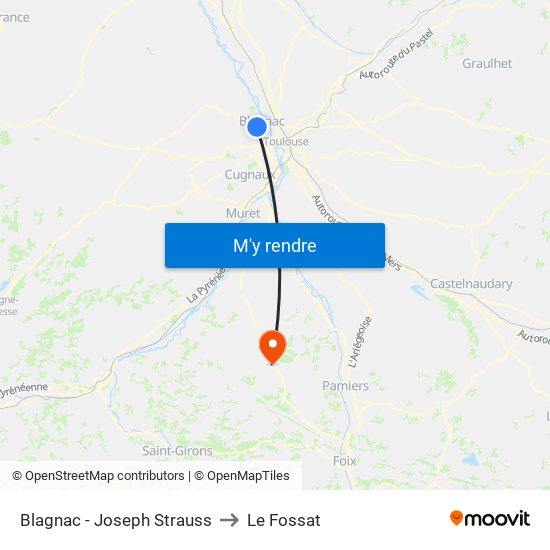 Blagnac - Joseph Strauss to Le Fossat map