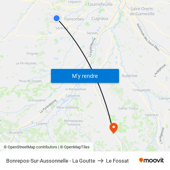 Bonrepos-Sur-Aussonnelle - La Goutte to Le Fossat map
