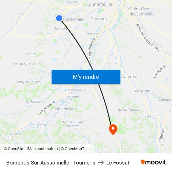 Bonrepos-Sur-Aussonnelle - Tourneris to Le Fossat map