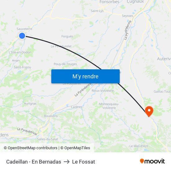 Cadeillan - En Bernadas to Le Fossat map