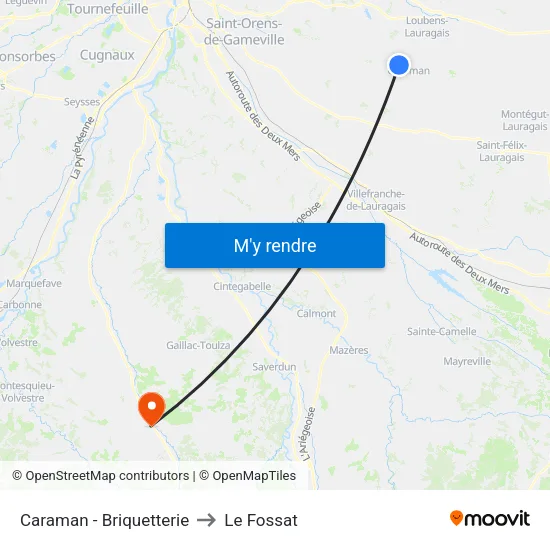 Caraman - Briquetterie to Le Fossat map