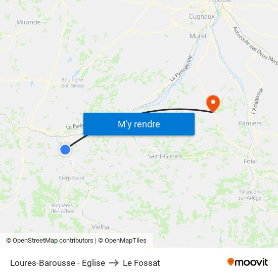 Loures-Barousse - Eglise to Le Fossat map