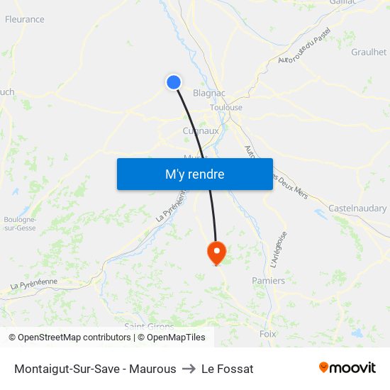 Montaigut-Sur-Save - Maurous to Le Fossat map