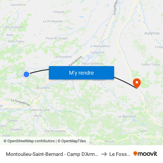 Montoulieu-Saint-Bernard - Camp D'Armas to Le Fossat map
