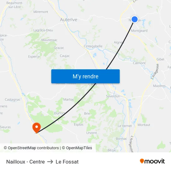 Nailloux - Centre to Le Fossat map