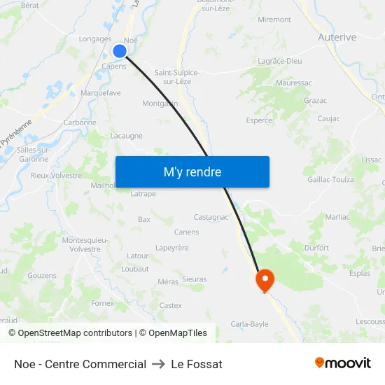 Noe - Centre Commercial to Le Fossat map