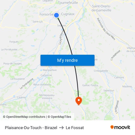 Plaisance-Du-Touch - Birazel to Le Fossat map