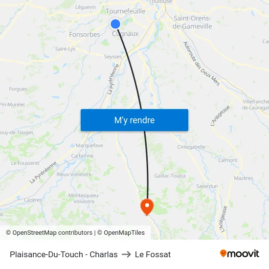 Plaisance-Du-Touch - Charlas to Le Fossat map